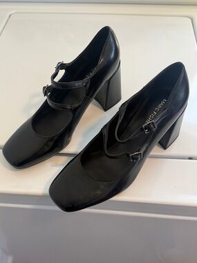 Marc Fisher Black Double-Strap Block Heel Mary Janes